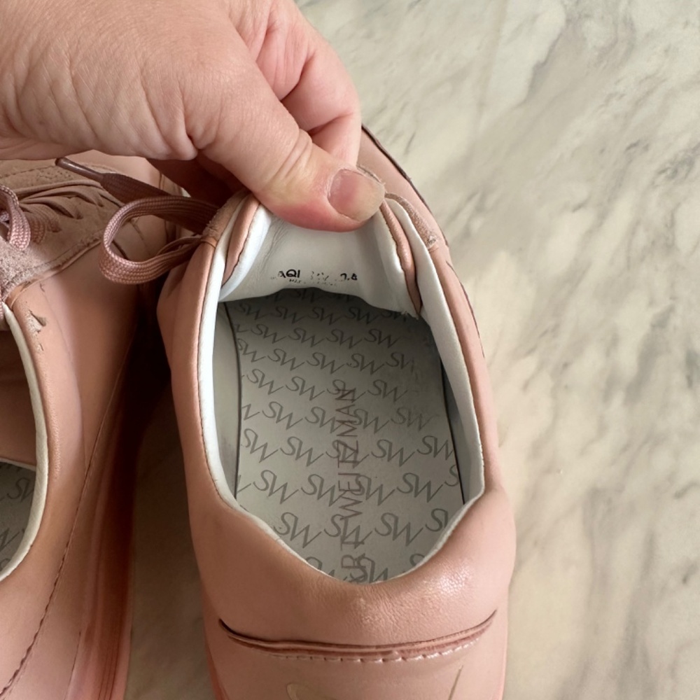 Stuart Weitzman Jaqi Leather Sneakers Size 10 - Picture 8 of 13